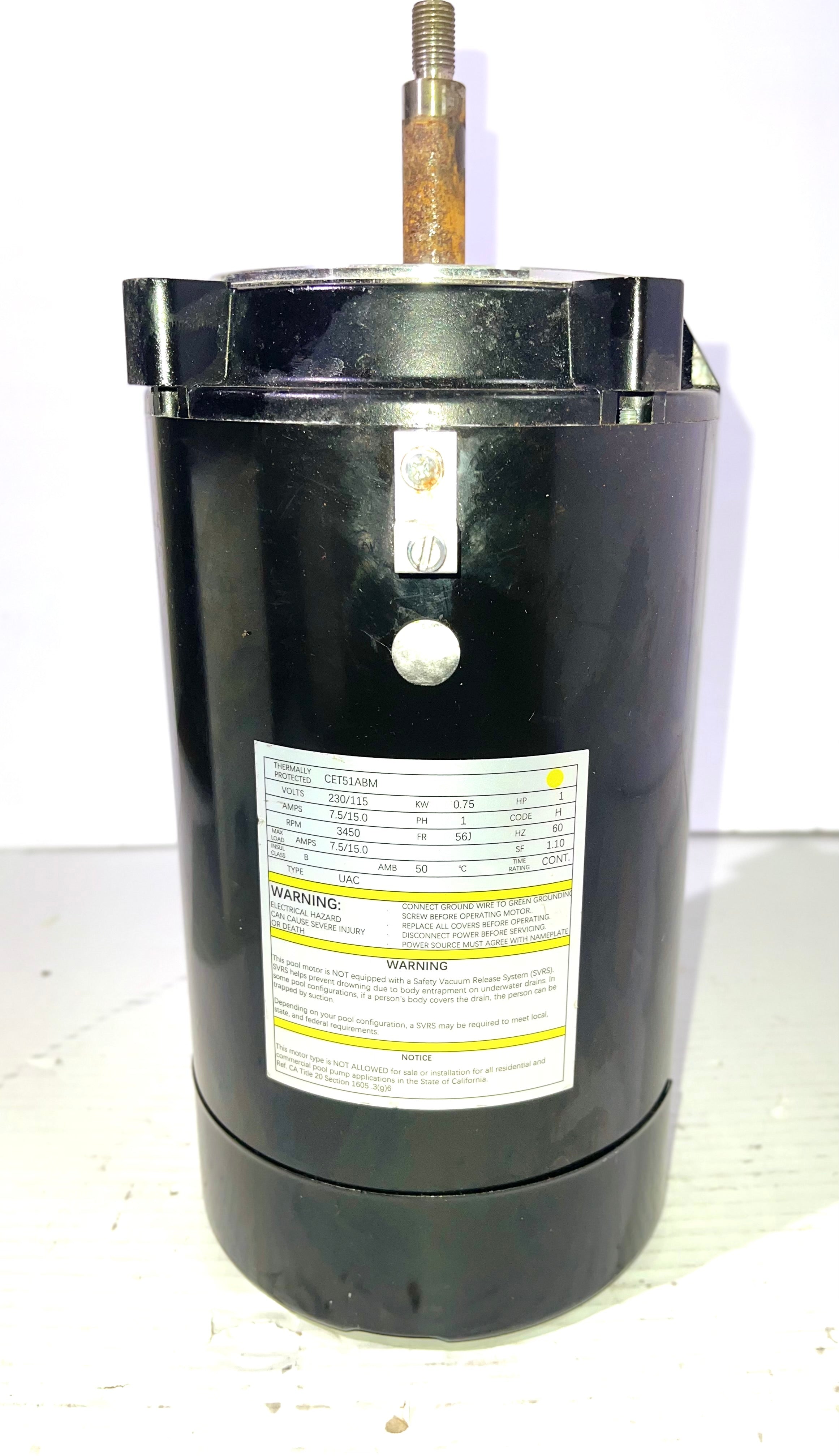 UST1102 1HP Swimming Pool Pump Motor With PS-201 Seal Kit for Hayward Super Pump, Super II, Max Flow, Northstar & Ja-Cuzzi Magnum Pump| 1 HP Single Speed Round C-Face Pool Motor, 115/230V